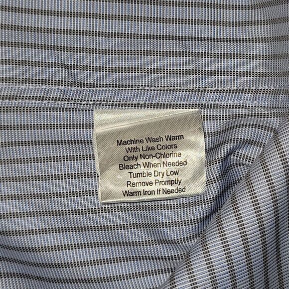 EGARA Shirt Mens XXL 2XL Blue White Striped Button Up Dress Shirt Cotton - Picture 4 of 15